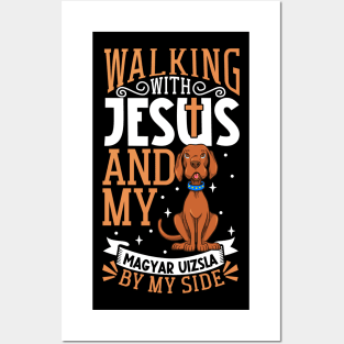 Jesus and dog - Magyar Vizsla Posters and Art